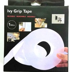 Ivy Grip Tape - Reusable, Removable, Washable | For Your Walls, Furniture, Secure Anything Removable | The Reusable Multi-Functional Anti-Slip Double Sided Sticky Strong Strips - Pack of 1