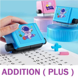 Math Roller Stamp for Kids, Smart Math Roller Stamps ADDITION Teaching Stamp, Practice Tools Learning Toy for Preschool Kindergarten Home Teacher - PLUS