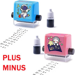 Math Roller Stamps for Kids, Smart Math Roller Stamps ADDITION & SUBTRACTION Teaching Stamps, Practice Tools Learning Toy for Preschool Kindergarten Home Teacher ( 2 Pieces)- PLUS & MINUS