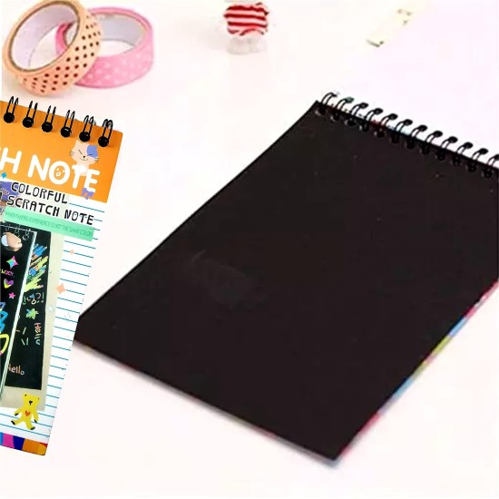 Rainbow Scratch Note Book Paper Magic Doodle Note Pad For Kids, Arts & Crafts Painting Sketching With Wooden Pencil | For Birthday Return Gifts For Kids Children Girls, Boys| SIZE-A6 | Multicolor - Set of 6 Rainbow Scratch Note Book Paper Magic Doodle Note Pad For Kids, Arts & Crafts Painting Sketching With Wooden Pencil | For Birthday Return Gifts For Kids Children Girls, Boys| SIZE-A6 | Multicolor - Set of 6