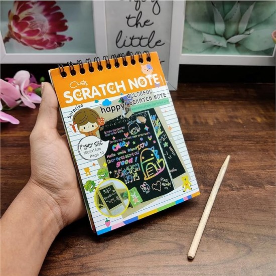Rainbow Scratch Note Book Paper Magic Doodle Note Pad For Kids, Arts & Crafts Painting Sketching With Wooden Pencil | For Birthday Return Gifts For Kids Children Girls, Boys| SIZE-A6 | Multicolor - Set of 6 Rainbow Scratch Note Book Paper Magic Doodle Note Pad For Kids, Arts & Crafts Painting Sketching With Wooden Pencil | For Birthday Return Gifts For Kids Children Girls, Boys| SIZE-A6 | Multicolor - Set of 6