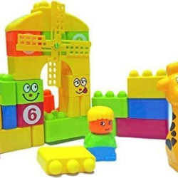 Building Blocks Learning Blocks for Kids with Cartoon Figures, Bag Packing, Best Gift Toy, Multicolor (Set of 35 Pieces)