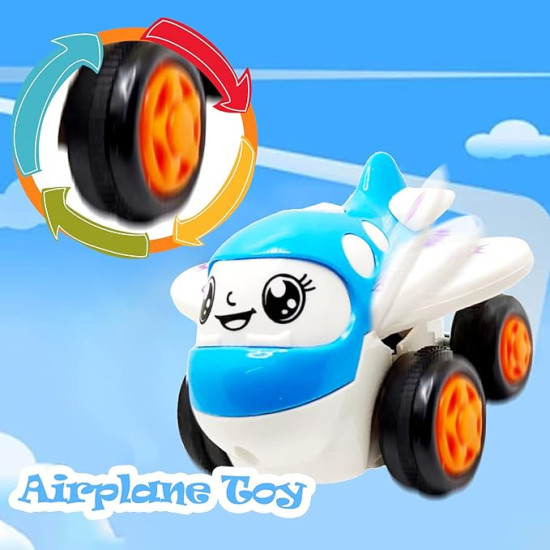 Push & Go Friction Power Cartoon Unbreakable Vehicles Toy - Helicopter Toy, Airplane Toy, Train Engine Toy, Car Toys for Kids, Boys, Mini Vehicle Toys for Kids, Boys, Girls (Pack of 4)