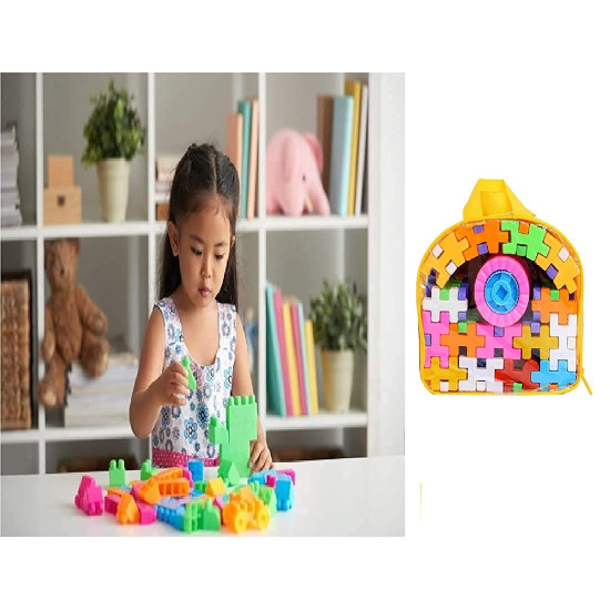 50 Pieces Building Blocks Bag Pack Construction Set Creative Educational Puzzle Toys for Kids Boys and Girls
