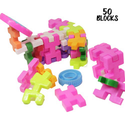 50 Pieces Building Blocks Bag Pack Construction Set Creative Educational Puzzle Toys for Kids Boys and Girls