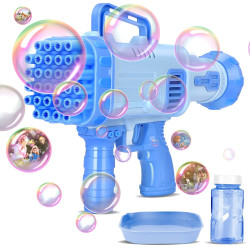 32 Holes Bubble Gun for Kids, Rocket Launcher Bubble Machine with Bubble Solution for Boys Girls Gifts | Summer Outdoor Indoor Party Bubble Maker Toys (Random Color)