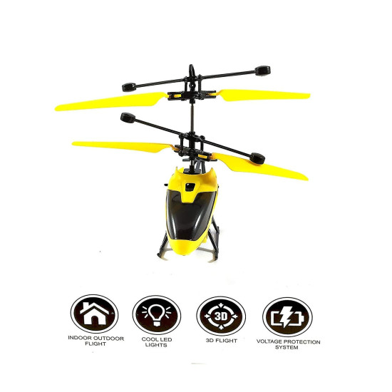 Remote Control Helicopter Toy | Hand Sensor USB Charging | Exceed Infrared Induction Flight Gravity with 3D Lights for Boys Kids RC Helicopter for Indoor - Random Color