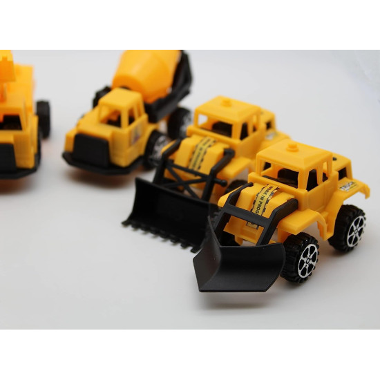 Plastic Car Engineering Automobile Construction Car Toys Set for Children Kids | JCB TRUCK Crane Excavator Road Roller Forklift Mixer Truck Transporter Truck Machine Construction Toys - Set of 6