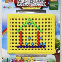 DIY Mushroom Nail Platter Pegboard Game for Kids | Knobs & Block Jigsaw Puzzle | Pack of 200+ Plastic Nails Block | Imagination & Creativity | Pack of 1 (Random Colour) 