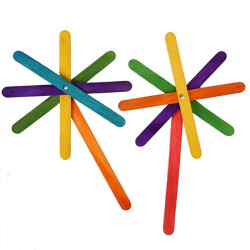 Wooden Ice Cream Popsicle Sticks for Art and Crafts Multicolored - Pack of 50 Pcs