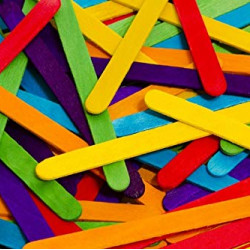 Wooden Ice Cream Popsicle Sticks for Art and Crafts Multicolored - Pack of 50 Pcs