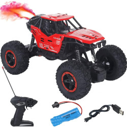 Remote Control 1:18 Rock Crawler with Mist Smoke Spray Function Die-cast Metal High Speed Rechargeable Off-Road Monster Truck Climbing Car Toy for Kids- Random Color 