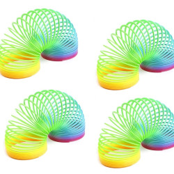 Large Size Walking Spring Toy | Rainbow Spring Toy | Magic Rainbow Spring Bouncy Expandable Slinky Toy for Kids | Fun Activity Stress Relief Toy - Pack of 4