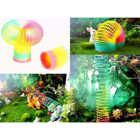 Large Size Walking Spring Toy | Rainbow Spring Toy | Magic Rainbow Spring Bouncy Expandable Slinky Toy for Kids | Fun Activity Stress Relief Toy - Pack of 2
