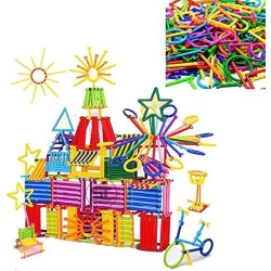 3D Educational Stick Pipe Construction Building Blocks Assembly Colorful Straw Toy for Kids (Multicolor)