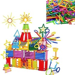 3D Educational Stick Pipe Construction Building Blocks Assembly Colorful Straw Toy for Kids (Multicolor)