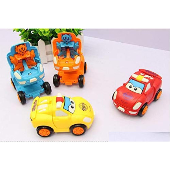 Racing Car to Transformer Robot Toy Pull Forward car for Kids Age 2+ | Strong and Durable Gift for Kids (Random Color) - Pack of 1