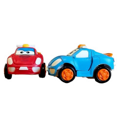 Racing Car to Transformer Robot Toy Pull Forward car for Kids Age 2+ | Strong and Durable Gift for Kids (Random Color) - Pack of 2