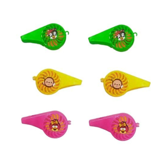 Fan Whistle (Seeti) Multi Colour for Kids Birthday Gift (Random Color) - Pack of 6