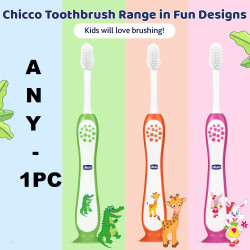 Chicco Cartoon Kids Toothbrush| 3 YEAR - 8 YEAR | BPA free | Soft Tapered Bristles With Cap/Cover |Random Color | FOR GIRLS | PACK OF 1