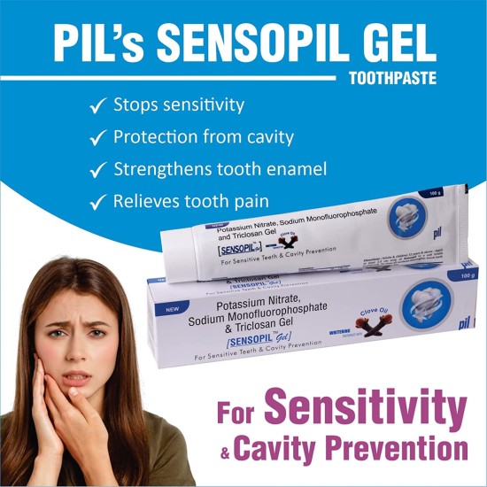 Pil Sensopil Gel Whitening Toothpaste With Clove Oil & Dual Action Formula | For Sensitive Teeth & Cavity Prevention (100g Each) - Pack of 3 Pil Sensopil Gel Whitening Toothpaste With Clove Oil & Dual Action Formula | For Sensitive Teeth & Cavity Prevention (100g Each) - Pack of 3