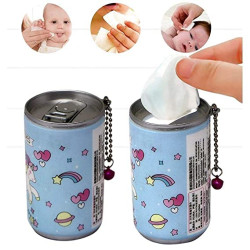 Unicorn Tin Shape Mini Portable Wet Wipes Tissue Can for Cleaning Face Body for Kids Women and Men Wet Wipes (Random Color)- Pack of 1