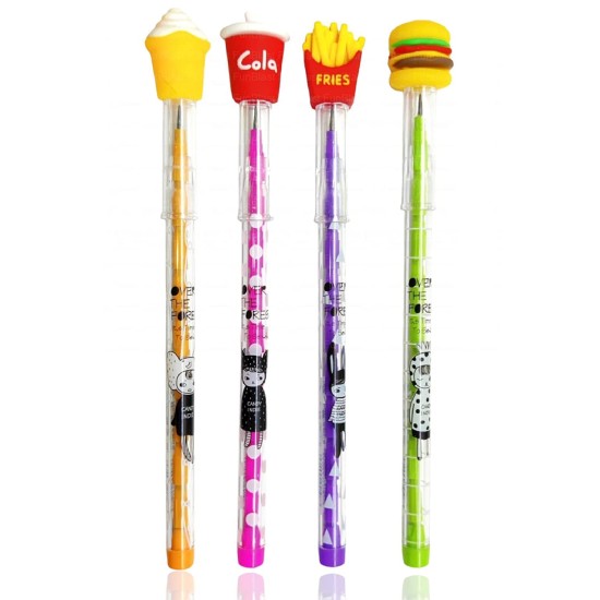 Cutest Burger Cola Softy French Fries Look 0.5 mm Mechanical/Clutch Pencil for Kids/Birthday Return Gifts - Pack of 4