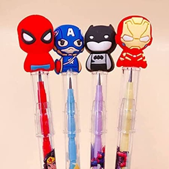 Designer Bullet Pencils Avenger Superhero Design Assorted Colours Birthday Gift Return Gifts for Kids Spiderman Captain America Iron Man Batman - Pack of 4 Designer Bullet Pencils Avenger Superhero Design Assorted Colours Birthday Gift Return Gifts for Kids Spiderman Captain America Iron Man Batman - Pack of 4