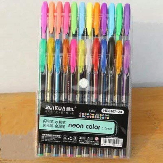 Set of 24 Neon Gel Pens consisting Fluorescent, Metallic, Glitter, and Pastel colour pens For DIY Art & Crafts (Sketching, Drawing & Painting Purpose) Set of 24 Neon Gel Pens consisting Fluorescent, Metallic, Glitter, and Pastel colour pens For DIY Art & Crafts (Sketching, Drawing & Painting Purpose)