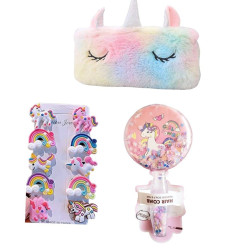 Unicorn Round Hair Comb, Hair Brush for Curly, Hair clip and Soft plush Pencil case Stationery Pouch for Kids Girls Toddler, 1 pc, Random color