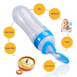 Infant Baby Squeezy Food Grade Silicone Bottle Spoon Feeder Used for Semi Solid Food | Ceralac Feeder - BPA Free Set for Babies/Toddlers/Infants | Multi-Designs/Color