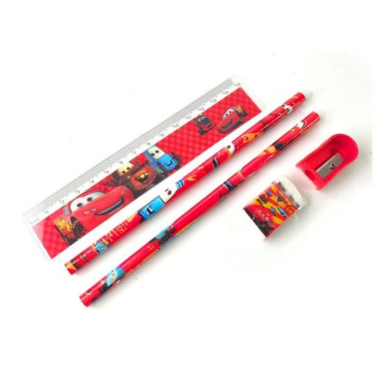 Stationery Gift Set for Kids for Small Gift Sets Mix Designer Set Box Included 2 Pencils, 1 Scale, 1 Eraser and 1 Sharpener Return Gift Set Rakhi Gift for Sisters Festivals Gift - 4 PCS Set