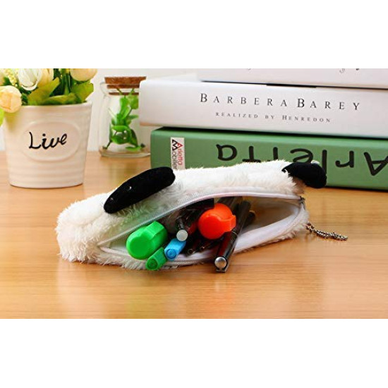 Cute Panda Faux Fur Pencil Pouch Stationery Organiser (Random Design) - Pack of 4