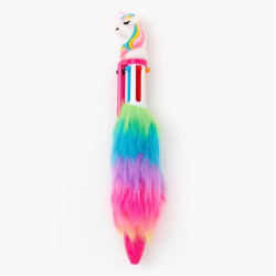 Unicorn Fur Pen (6 in one) retractable roller ball pen with multicolor feather Unicorn stylish pen for girls and boys, best for return gifts for kids & for School supplies students - PACK OF 1