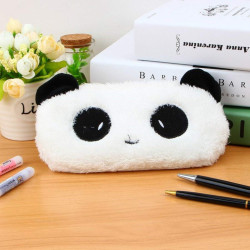 Cute Panda Faux Fur Pencil Pouch Stationery Organiser (Random Design) - Pack of 1