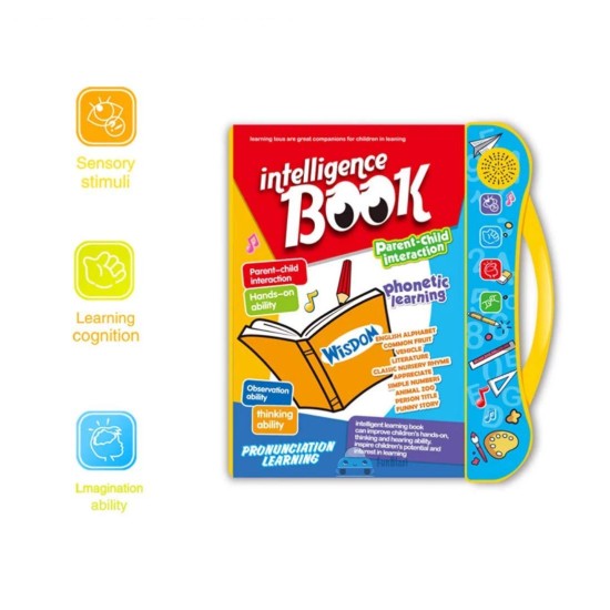 Intelligence E Book | Interactive Children Study Book -Musical English Educational Phonetic Learning Book for 3 + Year Kids|Boys|Toddlers|Girls - Multi Color