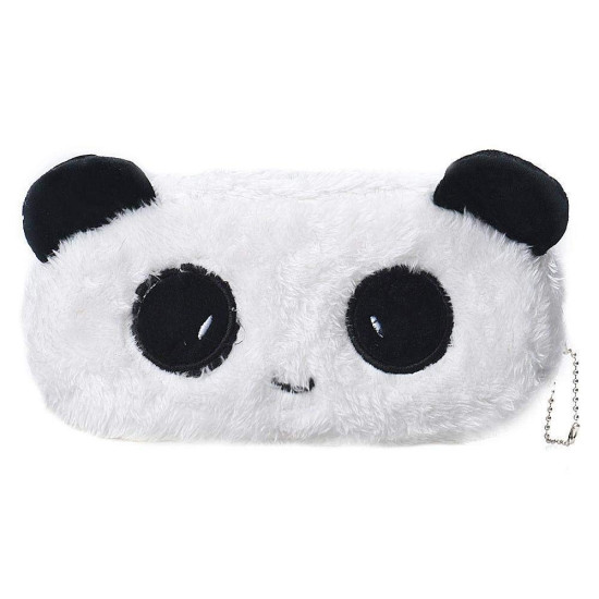 Cute Panda Faux Fur Pencil Pouch Stationery Organiser (Random Design) - Pack of 4