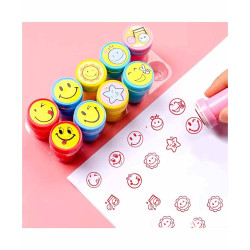 Emoji Stamp Smiley Face Self Inking Stamps for Arts and Crafts for Kids, Unicorn Series Stampers Kit Tool Set for Children Party Favor Party Bag Filler (Pack of 10) - Random Prints
