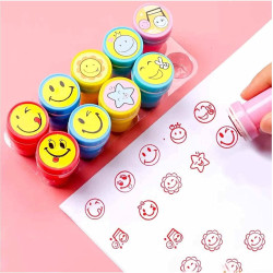 Emoji Stamp Smiley Face Self Inking Stamps for Arts and Crafts for Kids, Unicorn Series Stampers Kit Tool Set for Children Party Favor Party Bag Filler (Pack of 10) - Random Prints