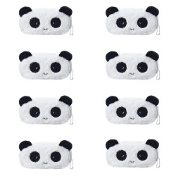 Cute Panda Faux Fur Pencil Pouch Stationery Organiser (Random Design) - Pack of 8