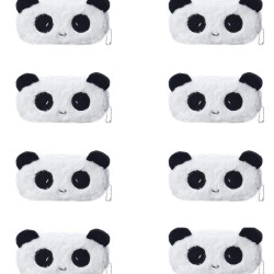 Cute Panda Faux Fur Pencil Pouch Stationery Organiser (Random Design) - Pack of 8