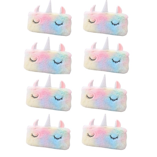 Unicorn Fur Pouch | Stationery Pencil Pouch for Girls | Storage Bag Travel Pouch for School Pouch for Students (Random Color) - Pack of 8