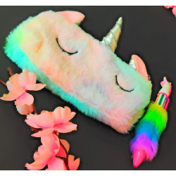 Combo of Unicorn Fur Pencil Pouch + Unicorn Feather Pen | For Girls (Random Color) - Combo of 2