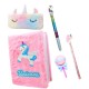 Unicorn combo | Unicorn Fur Diary/Notebook for girls + Unicorn Fur Pencil Box / Case + Unicorn Water Glitter Pen + Unicorn Bullet pencil + Fancy Eraser - Combo of 5