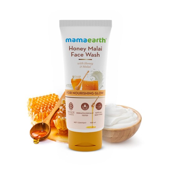 Mamaearth Honey Malai Face Wash with Honey & Malai For Nourishing Glow 100 ml | For all skin types, Best Suits Dry Skin, Combination Skin, Non Drying Gentle Cleanser, No Parabens, No Sulphates Mamaearth Honey Malai Face Wash with Honey & Malai For Nourishing Glow 100 ml | For all skin types, Best Suits Dry Skin, Combination Skin, Non Drying Gentle Cleanser, No Parabens, No Sulphates