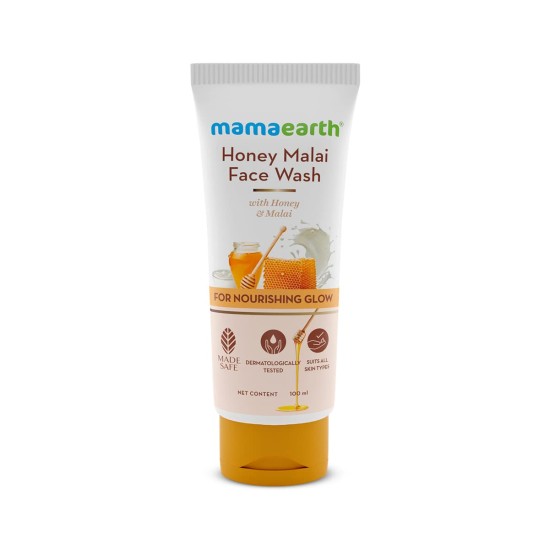 Mamaearth Honey Malai Face Wash with Honey & Malai For Nourishing Glow 100 ml | For all skin types, Best Suits Dry Skin, Combination Skin, Non Drying Gentle Cleanser, No Parabens, No Sulphates Mamaearth Honey Malai Face Wash with Honey & Malai For Nourishing Glow 100 ml | For all skin types, Best Suits Dry Skin, Combination Skin, Non Drying Gentle Cleanser, No Parabens, No Sulphates