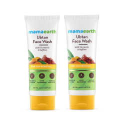 Mamaearth (MAMA EARTH) Ubtan Natural Face Wash for All Skin Type with Turmeric & Saffron for Tan removal and Skin brightning 100 ml - SLS & Paraben Free - PACK OF 2