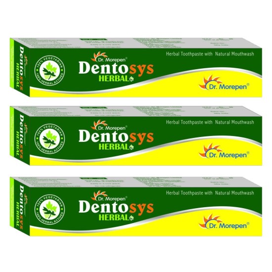 Dr. Morepen Dentosys Herbal Toothpaste with Toothbrush Free (GREEN PACK) - PACK OF 3