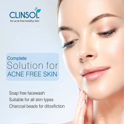 Clinsol (4 Piece) Anti Acne Charcoal Face Wash for acne-free and healthy skin (70gm each)