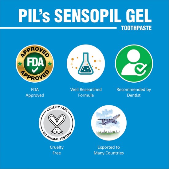 Pil Sensopil Gel Whitening Toothpaste With Clove Oil & Dual Action Formula | For Sensitive Teeth & Cavity Prevention  (100g Each) - Pack of 1